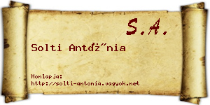 Solti Antónia névjegykártya